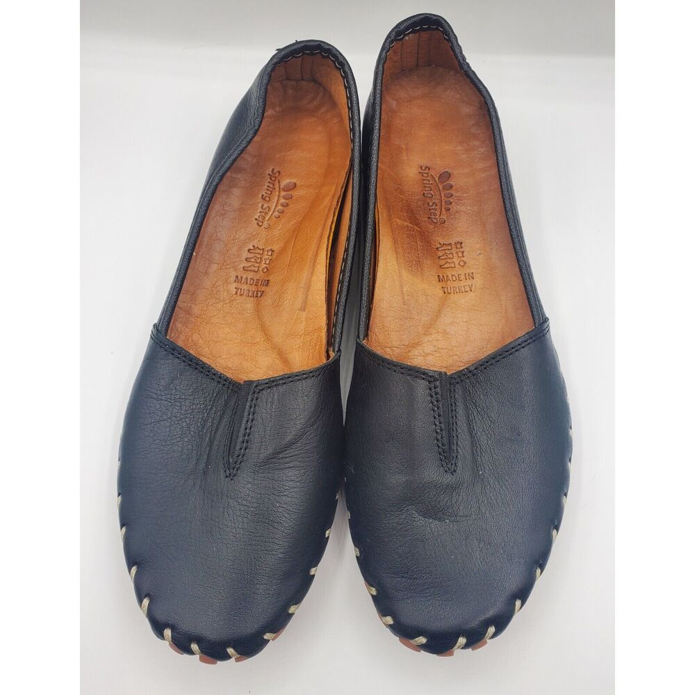 Spring Step Kathaleta Leather Slip On Loafer Shoes - Black, 36M EUC